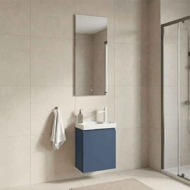 Ferla Wooden Bathroom Furniture Set with 1 Door in Matte Blue