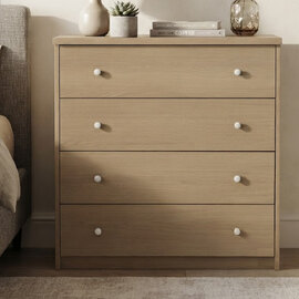 Ferlano Wooden Chest Of 4 Drawers in Oak