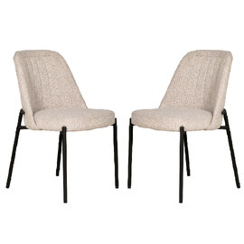 Ferndale Natural Fabric Dining Chairs With Black Legs In Pair