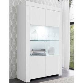 Ferndale Wooden Display Cabinet With 2 Doors In Matt White And LED