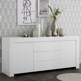 Ferndale Wooden Sideboard With 2 Doors 3 Drawers In Matt White