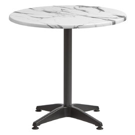 Fernie 70cm Carrara Marble Effect Round Bistro Table With Black Base