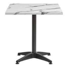 Fernie 80cm Carrara Marble Effect Bistro Table With Black Base