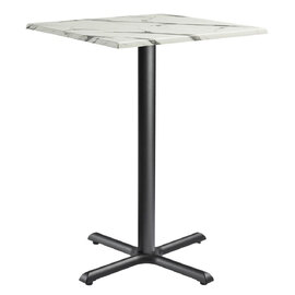 Fernie 80cm Wooden Square Bar Table In Carrara Marble Effect