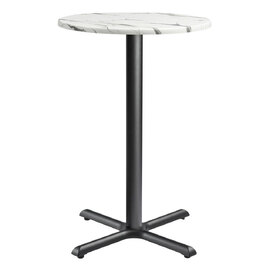 Fernie 90cm Wooden Round Bar Table In Carrara Marble Effect
