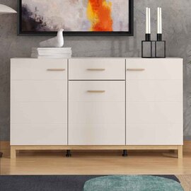 Fesira Wooden Sideboard with 3 Doors in Cashmere
