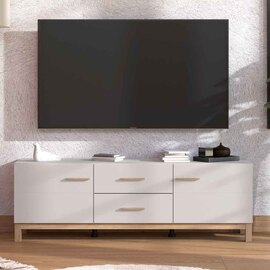 Fesira Wooden TV Stand with 2 Doors in Cashmere