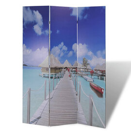 Fifer Folding Fir Wood 120cm X 170cm Room Divider In Beach