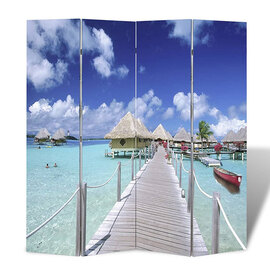 Fifer Folding Fir Wood 160cm X 170cm Room Divider In Beach