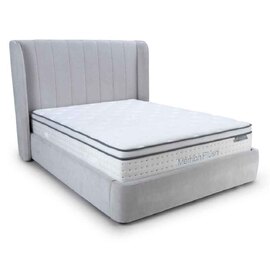 Figaro Fabric Ottoman Storage Double Bed in Natural
