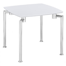 Filia Wooden Lamp Table With Chrome Legs In White