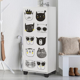 Filinta Wooden Kids Shoe Cabinet in White and Black