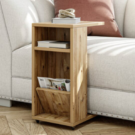 Filira Wooden Side Table with Magazine Rack in Pine