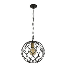 Finesse Round 1 Pendant Light In Black With Gold Lamp holder