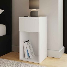 Finnegan Wooden Bedside Cabinet with 1 Drawer in White