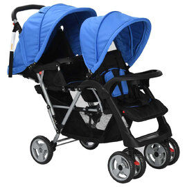Firenze Steel Tandem Stroller - Blue And Black