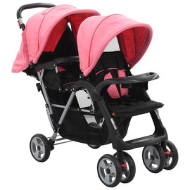 Firenze Steel Tandem Stroller - Pink And Black