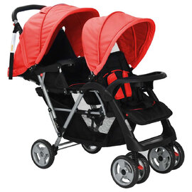 Firenze Steel Tandem Stroller - Red And Black