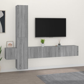 Firuz Wooden Living Room Furniture Set In Grey Sonoma Oak