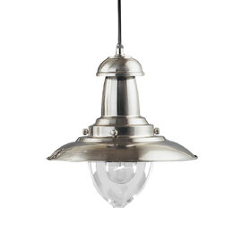 Fisherman Glass Shade Pendant Light In Silver
