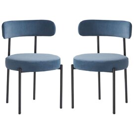 Fishers Fabric Dining Chair In Pair - Blue