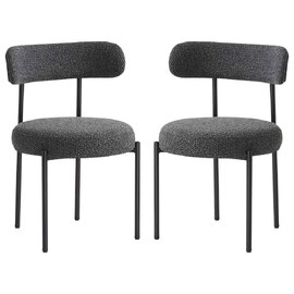 Fishers Fabric Dining Chair In Pair - Charcoal