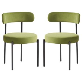 Fishers Valvet Dining Chair In Pair - Olive