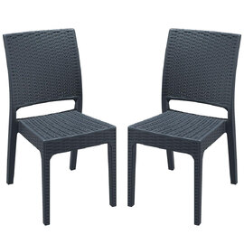 Fishkill Dark Grey Rattan Dining Chairs In Pair