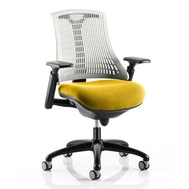 Flex Task White Back Office Chair With Senna Yellow Seat