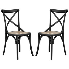 Flint Black Wooden Dining Chairs In Pair