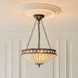 Flint Small Tiffany Glass Inverted Pendant Light In Multicolour