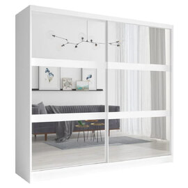 Flora Mirrored Wardrobe With 2 Sliding Doors In White