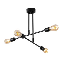 Flower 4 Light Metal Ceiling Pendant Light in BLack