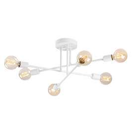 Flower 6 Light Metal Ceiling Pendant Light in White