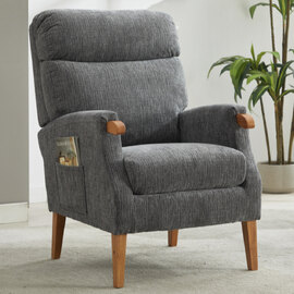 Folsom Fabric Bedroom Chair With Wooden Legs - Anthracite
