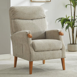 Folsom Fabric Bedroom Chair With Wooden Legs - Rabbit