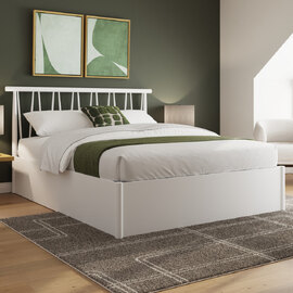 Folsom Wooden Ottoman Storage King Size Bed In White