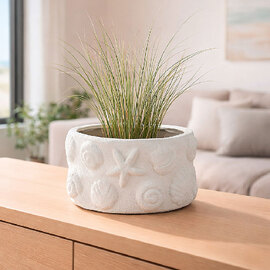 Fomero Ceramic Round Planter Vase in White