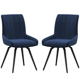 Fomix Blue Fabric Dining Chair with Black Legs in Pair