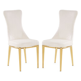 Denebola White PU Leather Dining Chair In A Pair
