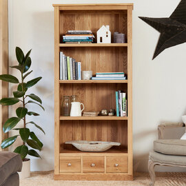 Fornatic Wooden Bookcase With 4 Shelves In Oak