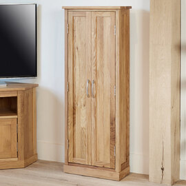 Fornatic Wooden CD DVD Storage Cupboard With 2 Doors In Oak
