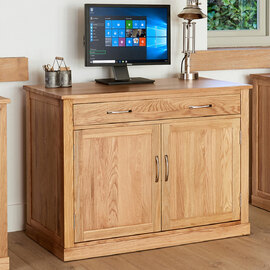 Fornatic Wooden Computer Desk With With 3 Doors In Mobel Oak