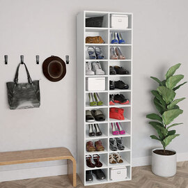 Fraley Wooden Shoe Storage Cabinet With 22 Shelves In White