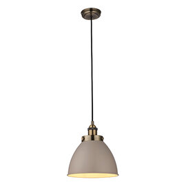 Franklin Small Ceiling Pendant Light In Taupe And Antique Brass
