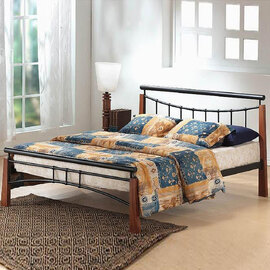 Friant Metal King Size Bed In Black And Dark Oak