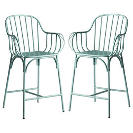 Frisco Retro Light Blue Metal Bar Stools In Pair