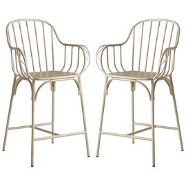 Frisco Retro White Metal Bar Stools In Pair