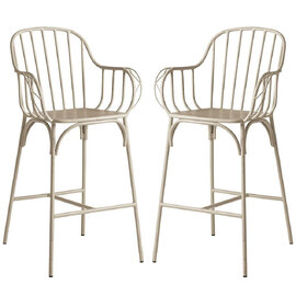 Frisco Retro White Metal Bistro Bar Stools In Pair
