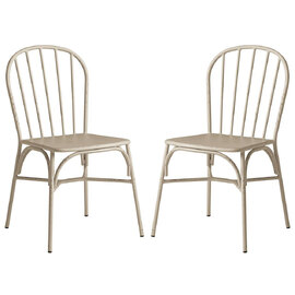 Frisco Retro White Metal Garden Side Chairs In Pair